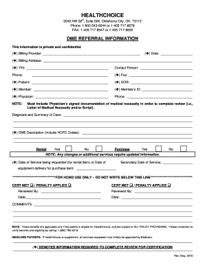 HealthChoice DME Referral Form