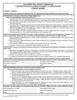 Oklahoma Real Estate Disclosure Confirmation