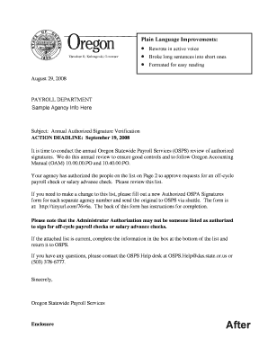 Oregon Annual Authorized Signature Verification