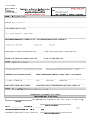 Virginia Machine Gun Registration Application