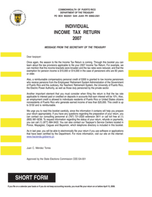 Puerto Rico Individual Income Tax Return 2007