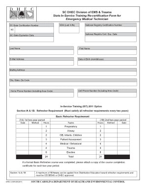 South Carolina EMT Recertification Form