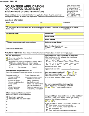 Apology letter to nursing superintendent - SD GFP Volunteer Application For Individuals - State of South Dakota - state sd