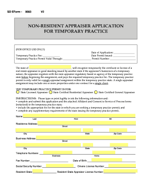 Non-Resident Appraiser Temporary Practice Application