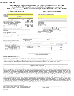 South Dakota Mobile Home Listing Form