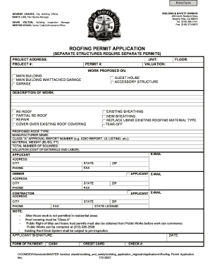 Roofing Permit Application