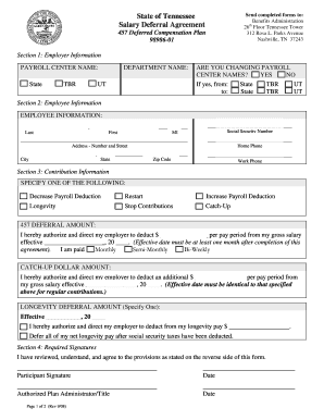 Tennessee Salary Deferral Agreement