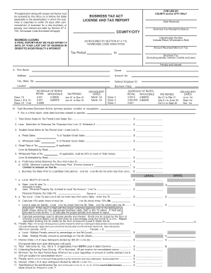 Tennessee Business Tax License and Tax Report
