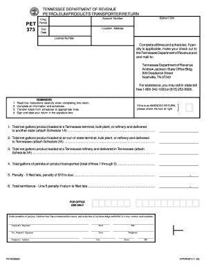 Tennessee Petroleum Products Transporter Return