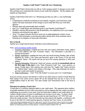 Equifax Credit Watch Gold Enrollment Form