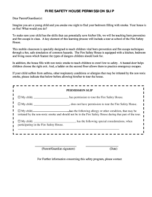 Fire Safety House Permission Slip