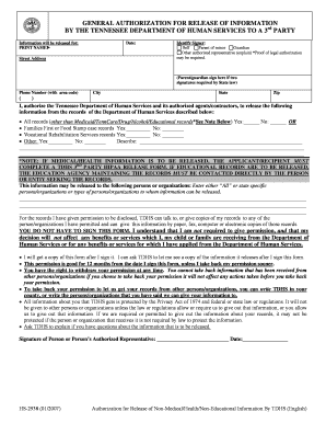 Tennessee Authorization for Release of Information