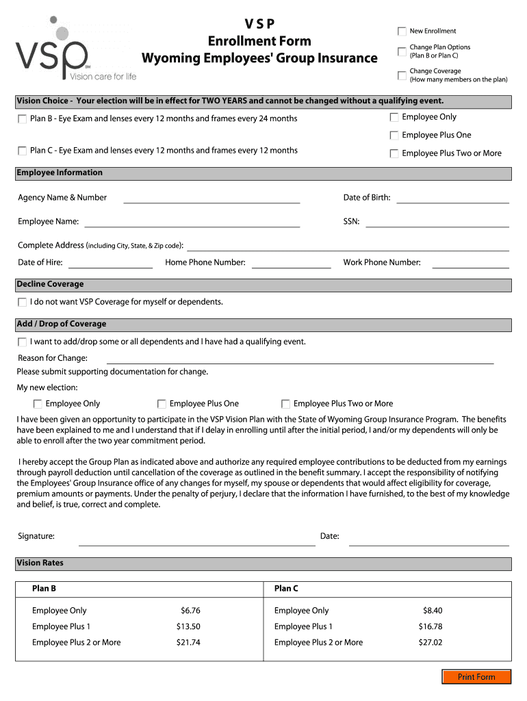Vsp Enrollment Form 2022 Pdf Fill Online Printable Fillable Blank