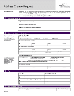 Sun Life Address Change Request Form