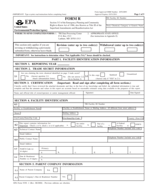 EPA Form R Toxic Chemical Release Inventory