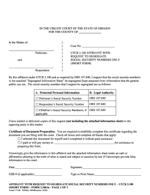 utcr 2100 affidavit oregon form