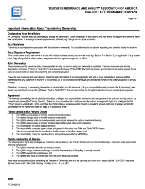 TIAA-CREF Life Insurance Ownership Transfer Form