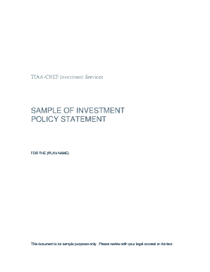 Sample of Investment Policy Statement - TIAA-CREF