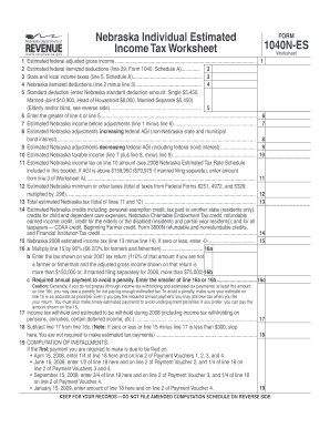 2008 Nebraska Individual Estimated Income Tax Payment Vouchers