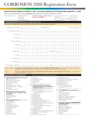 CORROSION 2008 Registration Form