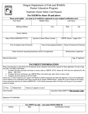 Duplicate Card Request Form - Oregon Department of Fish and ... - dfw state or