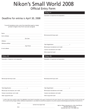 Nikon Small World 2008 Entry Form