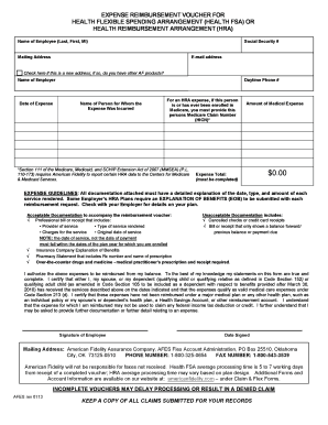 Expense Reimbursement Voucher for Health FSA or HRA