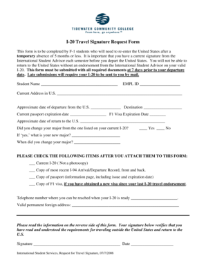 I-20 Travel Signature Request Form