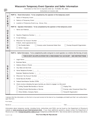 Wisconsin Temporary Event Operator and Seller Information