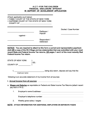Financial Disclosure Affidavit for Scholarship Application