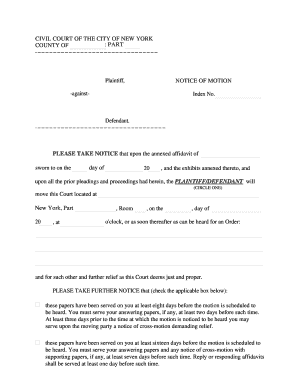 New York Notice of Motion