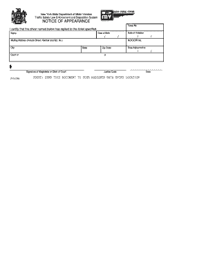 form appearance notice york court forms pdffiller blank ny nys