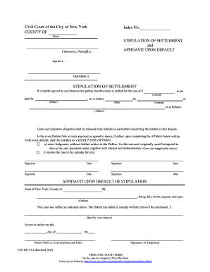 Stipulation of Settlement Form