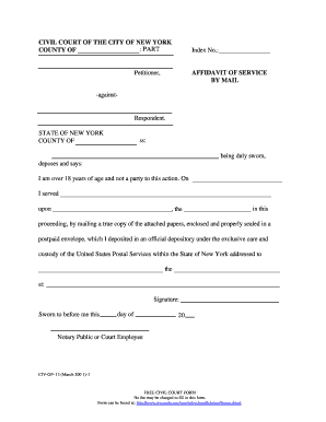 Affidavit of Service by Mail