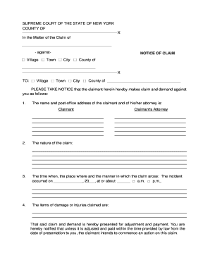 New York Notice of Claim Form