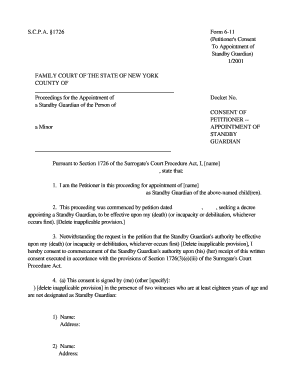 New York Standby Guardian Consent Form