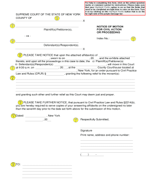 New York Notice of Motion