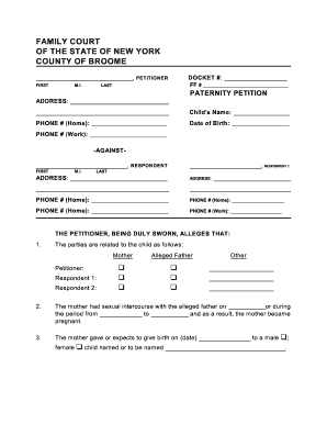 New York Paternity Petition Form