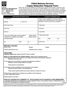 Cigna Medicare Copay Reduction Request Form