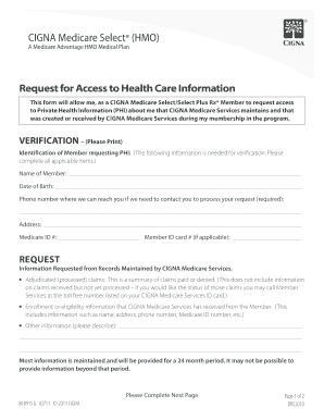 CIGNA Medicare Health Information Request Form