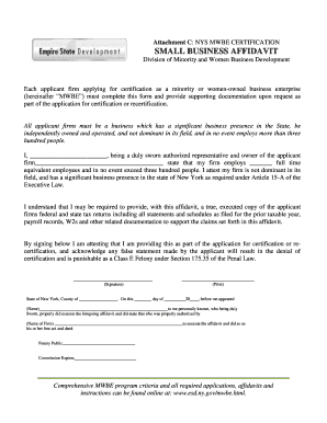 NYS MWBE Certification Affidavit