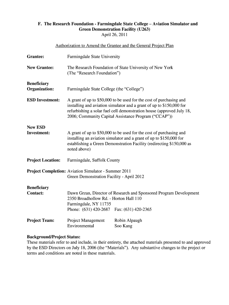 The Research Foundation - Farmingdale State College Aviation Simulator and - esd ny Preview on Page 1