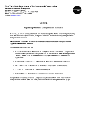 Wc policy format - Workers Compensation Insurance Form. Workers Compensation Insurance form for waste transporters. - dec ny