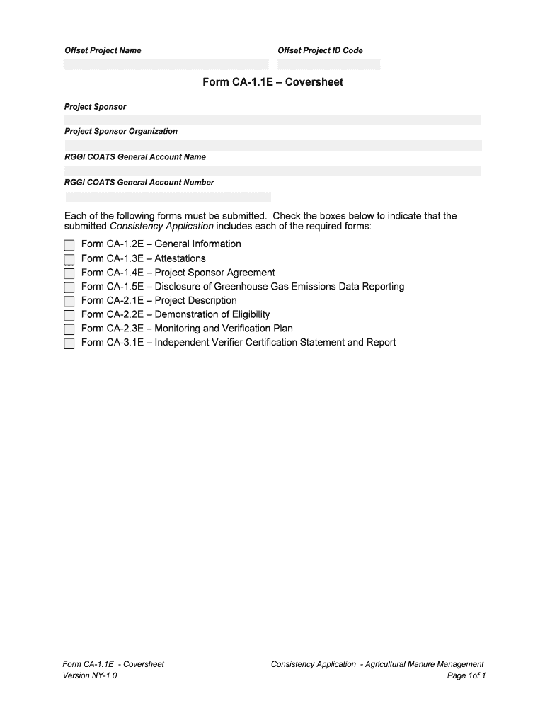 RGGI Form CA-1 1E - Coversheet Regional Greenhouse Gas Initiative Eligible Offset Form - dec ny Preview on Page 1