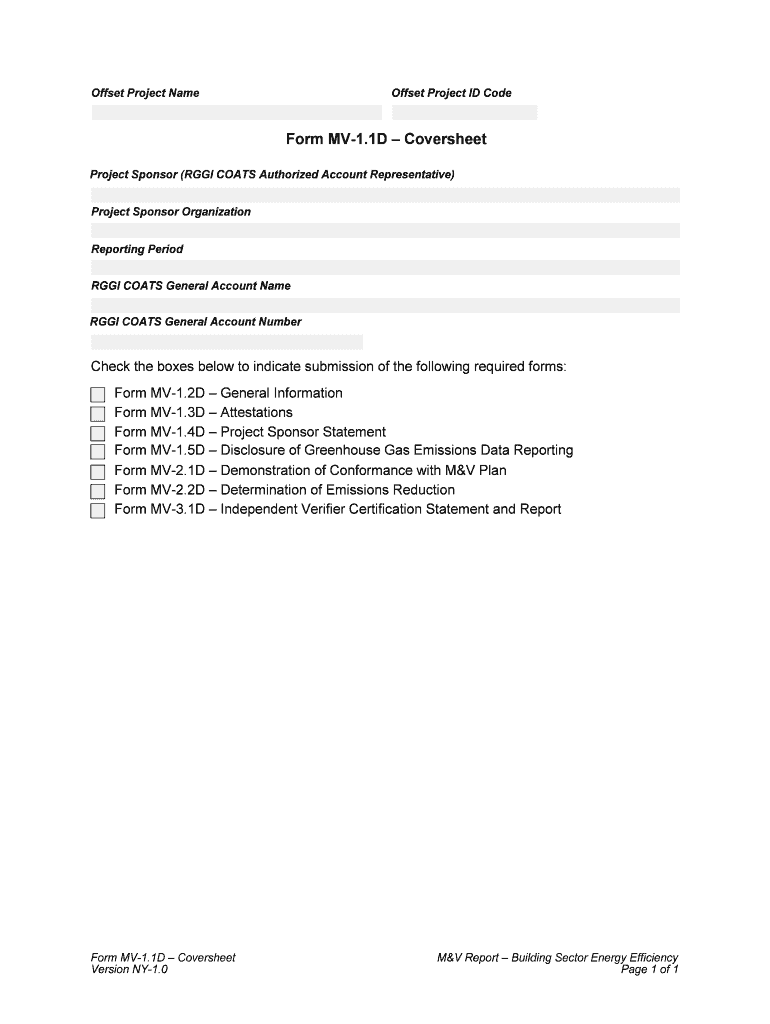 Form MV-1 1D Coversheet - dec ny Preview on Page 1