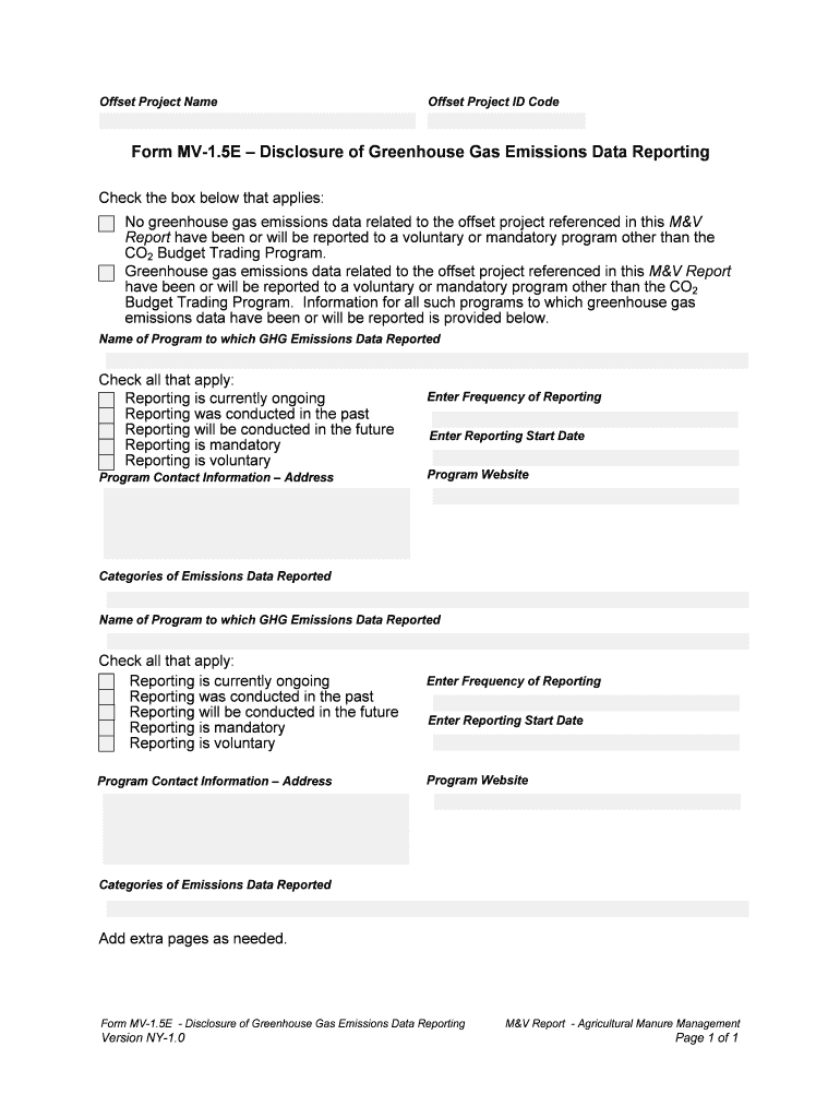 Form MV-1 5E Disclosure of Greenhouse Gas Emissions Data - dec ny Preview on Page 1