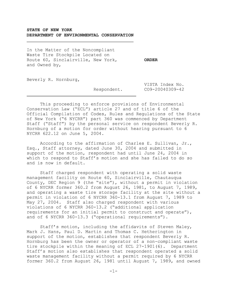 Beverly R Hornburg Commissioner's Order - dec ny Preview on Page 1