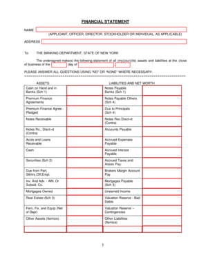 New York Financial Statement Form