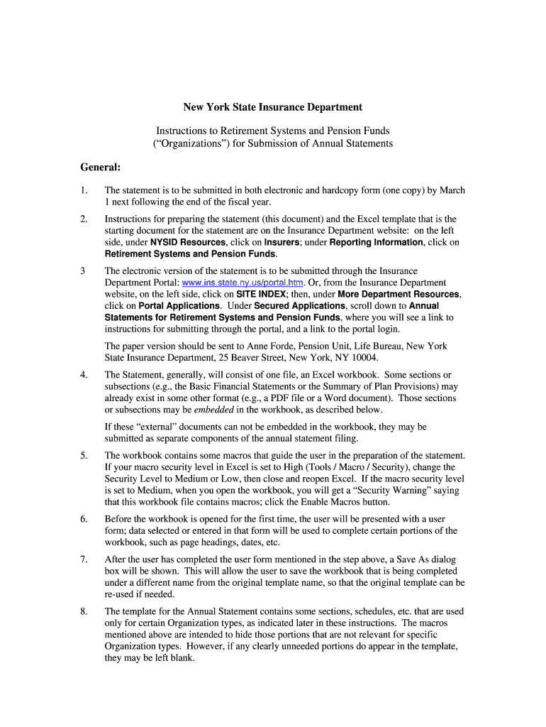 Instructions to Retirement Systems and Pension Funds (Organizations) for Submission of 2010 Annual S Preview on Page 1