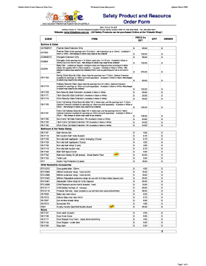 Kidsafe Safety Product Order Form